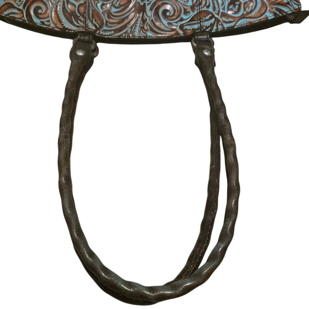 Patricia Nash Stunning Stella Turquoise Tooled Leather Shoulder Bag - Picture 7 of 11
